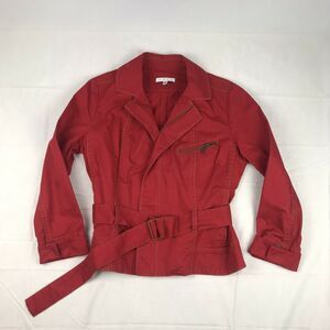 CAbi First Mate Jacket #401 Red Belted Zipper‎ Front Moto Medium